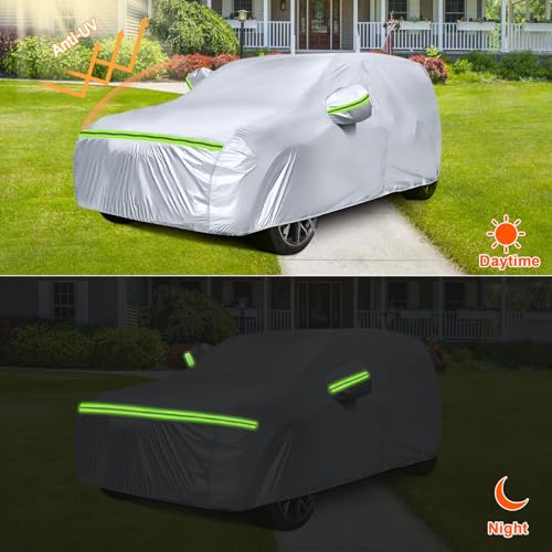 SPORTULI Waterproof Car Covers Replace for 2008-2025 Lexus LX/Toyota Land Cruiser, 6 Layers Silver All Weather Custom-fit Car Cover with Zipper Door & Windproof Bands for Snow Rain Dust Hail Protection - Image 4