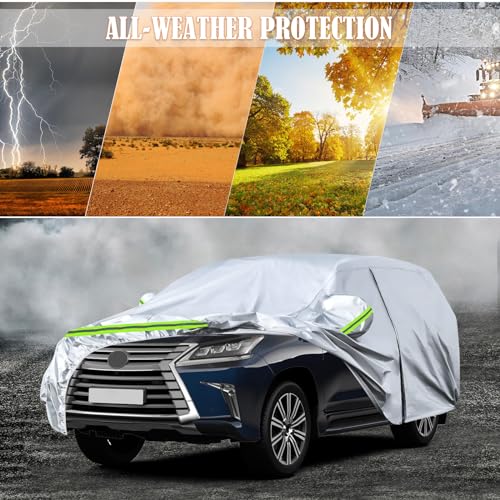 SPORTULI Waterproof Car Covers Replace for 2008-2025 Lexus LX/Toyota Land Cruiser, 6 Layers Silver All Weather Custom-fit Car Cover with Zipper Door & Windproof Bands for Snow Rain Dust Hail Protection - Image 5