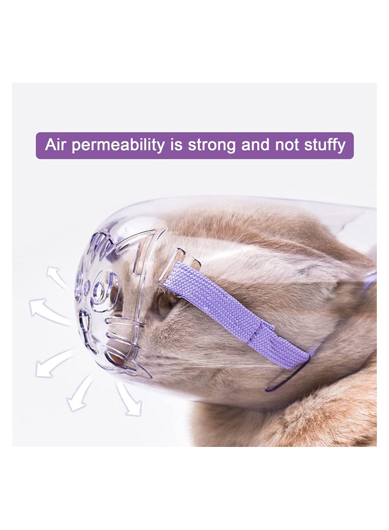 Cat Muzzle for Grooming Cat Mouth Cover Set with Adjustable Hood Breathable Anti Bite Air Muzzles Claw Covers for Grooming Silicone Anti-Scratch Boots Cat Paw Protector for Bathing - Image 2