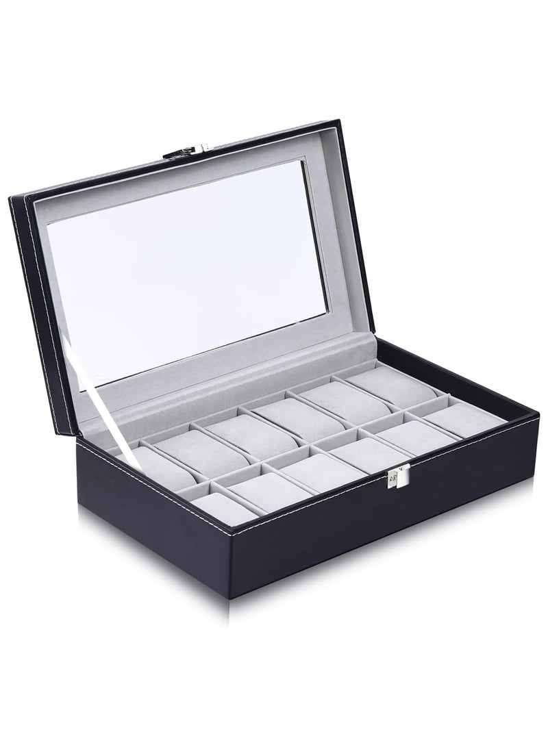BLOOMING TIME 12 Grid Watch Box Watch Case Travel Watch Box PU Leather Portable Watches Storage Case Watch Organizer - Image 1