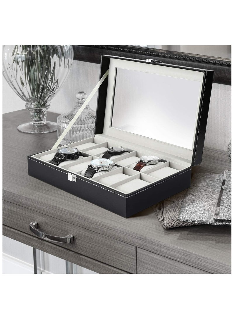 BLOOMING TIME 12 Grid Watch Box Watch Case Travel Watch Box PU Leather Portable Watches Storage Case Watch Organizer - Image 3