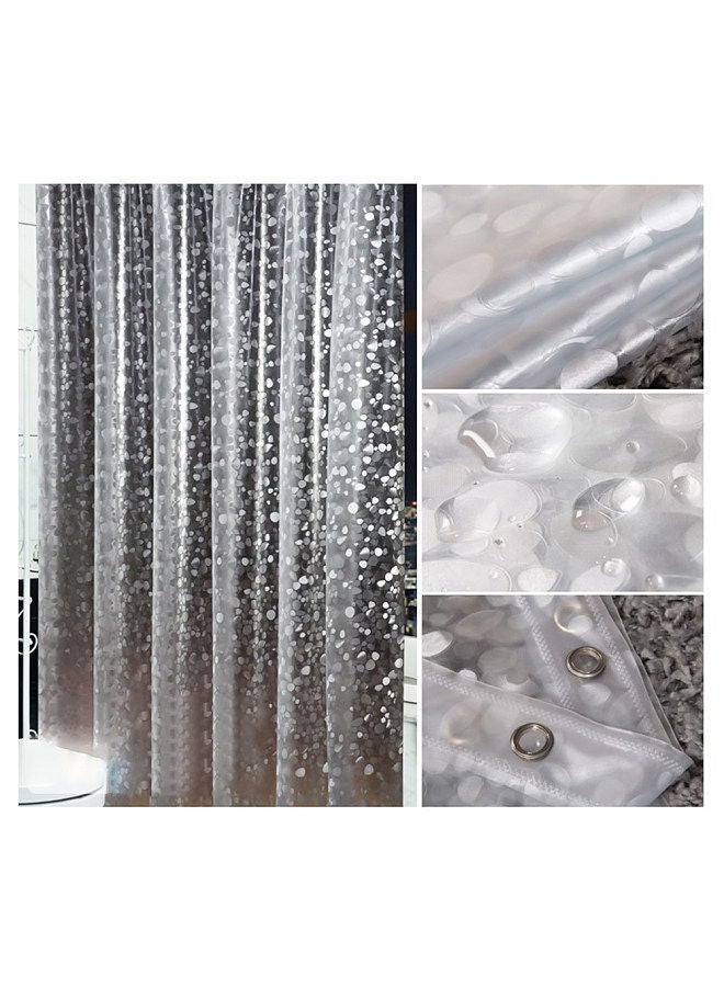 1PC Shower Curtain with Hooks PVC Waterproof Mildew Resistant Antibacterial 3D White Semi Transparent Pebble - Image 5