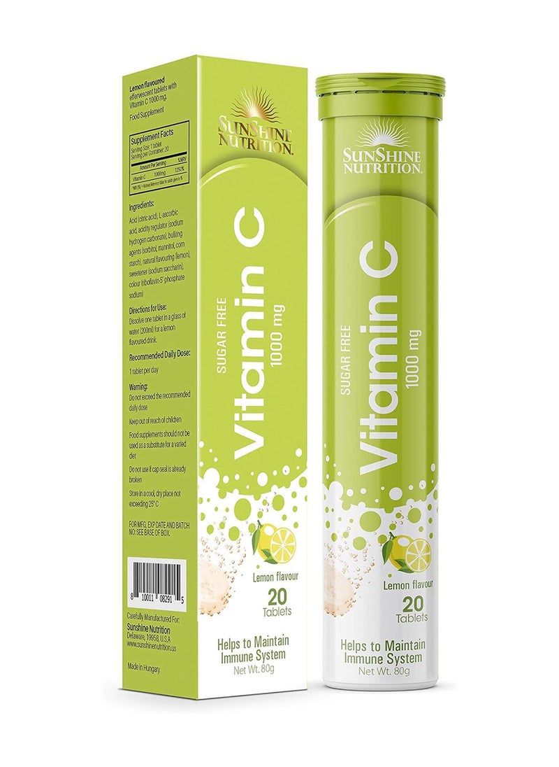 SUNSHINE NUTRITION - Nutrition Vitamin C 1000Mg Effervescent Lemon, 20 Tablets - Image 1