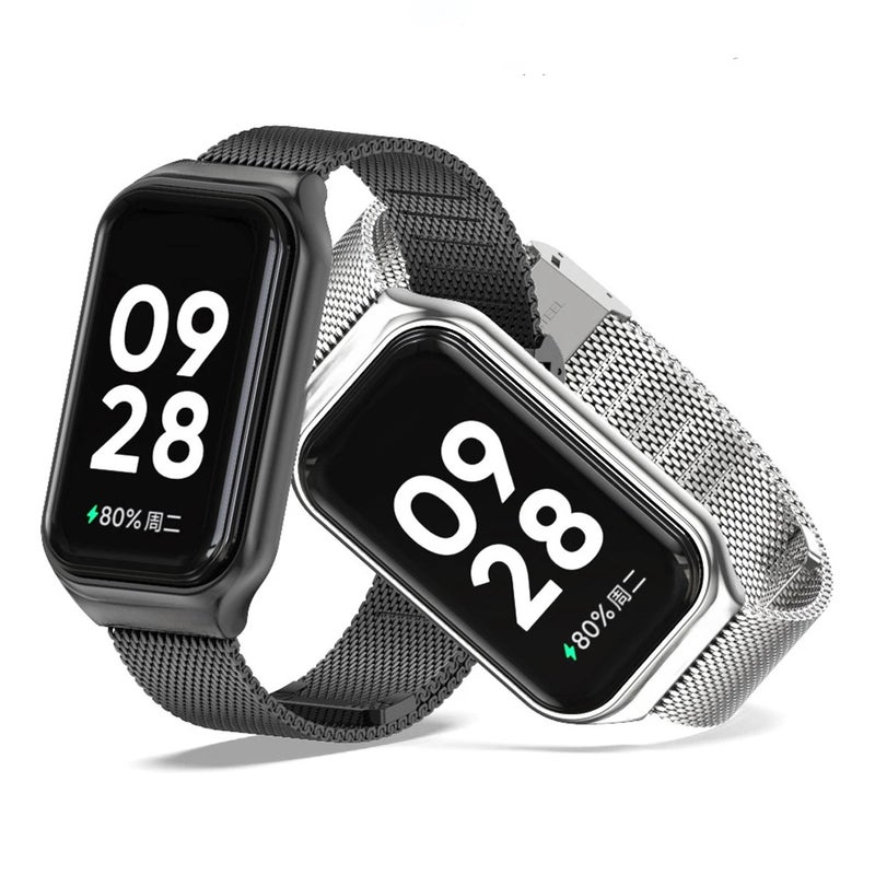 Bluejw Stainless Steel Buckle Watch Band Replacement for Xiaomi Mi 8 Active and Redmi Band 2 – Stylish Metal Integrated Strap with Durable Case Cover - Image 2