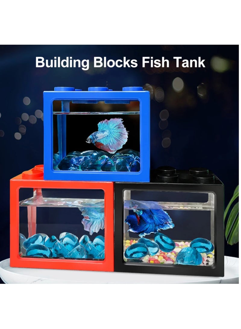 Rubik DIY Mini Betta Fish Tank,Small Transparent Fish Aquarium Stackable Tank, Aquarium Lego Design Block Type (Red) - Image 4