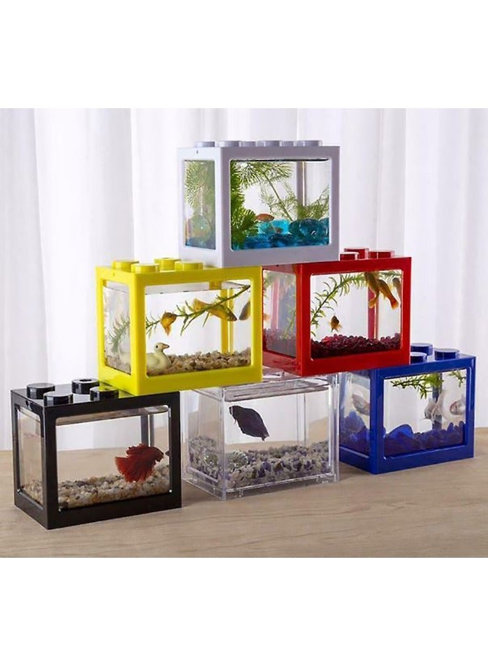 Rubik DIY Mini Betta Fish Tank,Small Transparent Fish Aquarium Stackable Tank, Aquarium Lego Design Block Type (Red) - Image 5