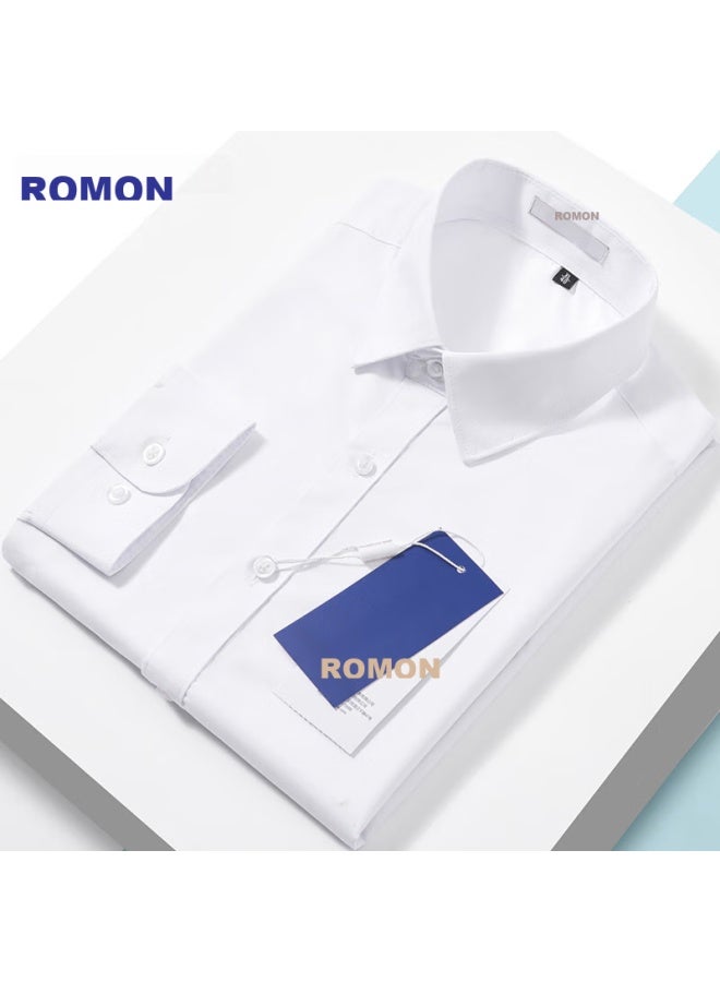 ROMON Romon Modal-blend Wrinkle-free Long-sleeve Dress Shirt For Men, Casual Business Work Uniform Formal Wear Top Shirt  - Image 1