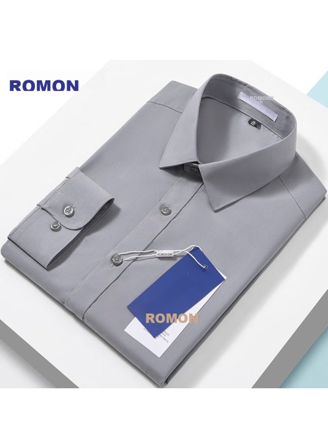 ROMON Romon Modal-blend Wrinkle-free Long-sleeve Dress Shirt For Men, Casual Business Work Uniform Formal Wear Top Shirt  - Image 5
