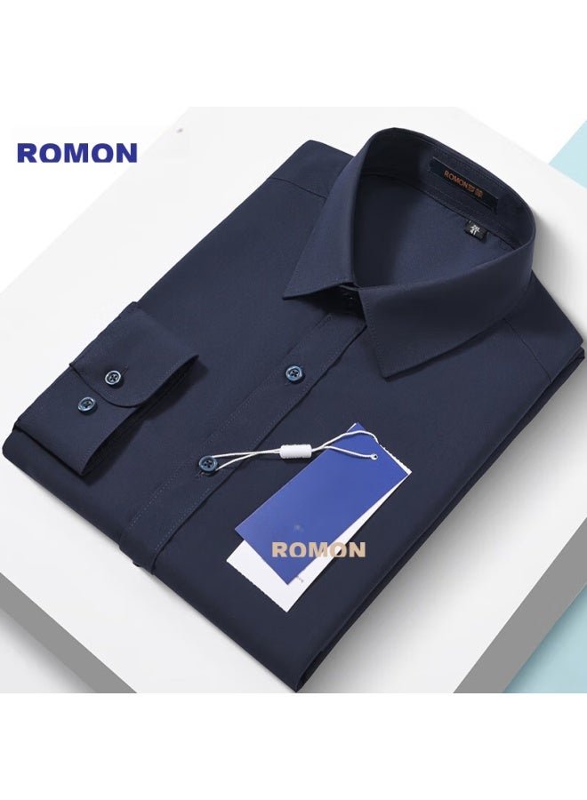 ROMON Romon Modal-blend Wrinkle-free Long-sleeve Dress Shirt For Men, Casual Business Work Uniform Formal Wear Top Shirt  - Image 4