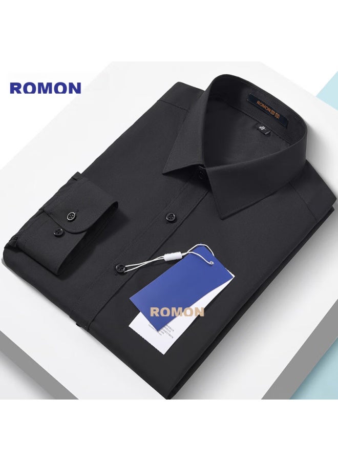 ROMON Romon Modal-blend Wrinkle-free Long-sleeve Dress Shirt For Men, Casual Business Work Uniform Formal Wear Top Shirt  - Image 2