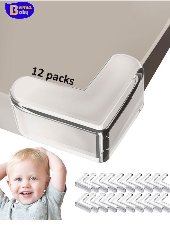 Berma Baby 12 Pack Corner Protector for Baby, Clear Furniture Corner Guard & Edge Safety Bumpers for Table Edges & Sharp Corners - Baby Proofing (L Shape)  - Image 1