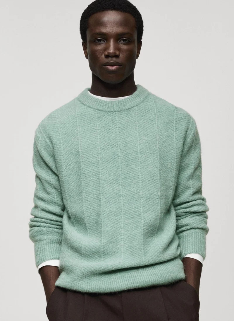 مانجو مان Structured Knitted Sweater