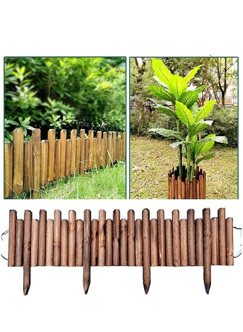 LINGWEI Wooden Garden Fence Panels Lawn Edging Border Picket Fence Roll Border Easy Plug in Palisade Corrosion Resistant - Image 2
