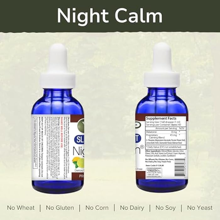 Vinco Inc - Night Calm® Mood & Relaxation Daily Supplement | 60 ml (60 Servings) | with Melatonin, L-Theanine & Herbal Extracts | Supports Sleep, Relaxation & Mood | Gluten Free & Vegetarian - Image 2