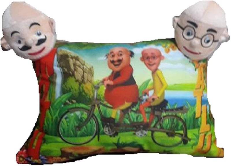 TURIYA 180 TC Double Face Cartoon Printed Toddler Pillow Cum Toy; Multicolour; 12x18 inches - Image 1