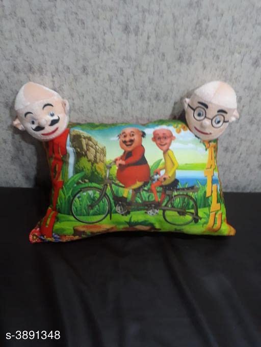 TURIYA 180 TC Double Face Cartoon Printed Toddler Pillow Cum Toy; Multicolour; 12x18 inches - Image 2