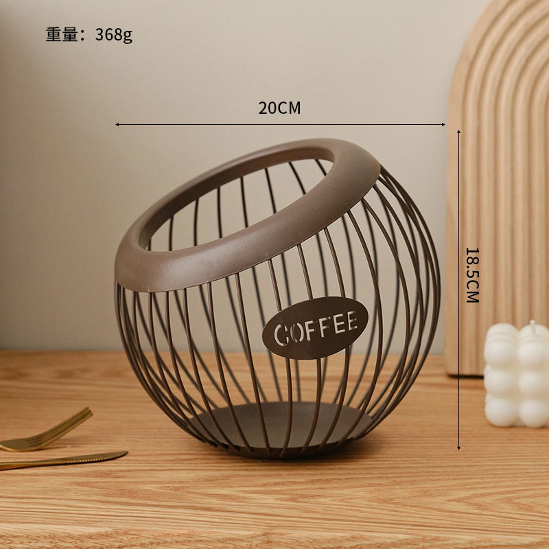 Border Wrought Iron Fruit Basket Coffee Capsule Storage Basket for Desktop Decoration, Snacks, Dried Fruits, and Sweets