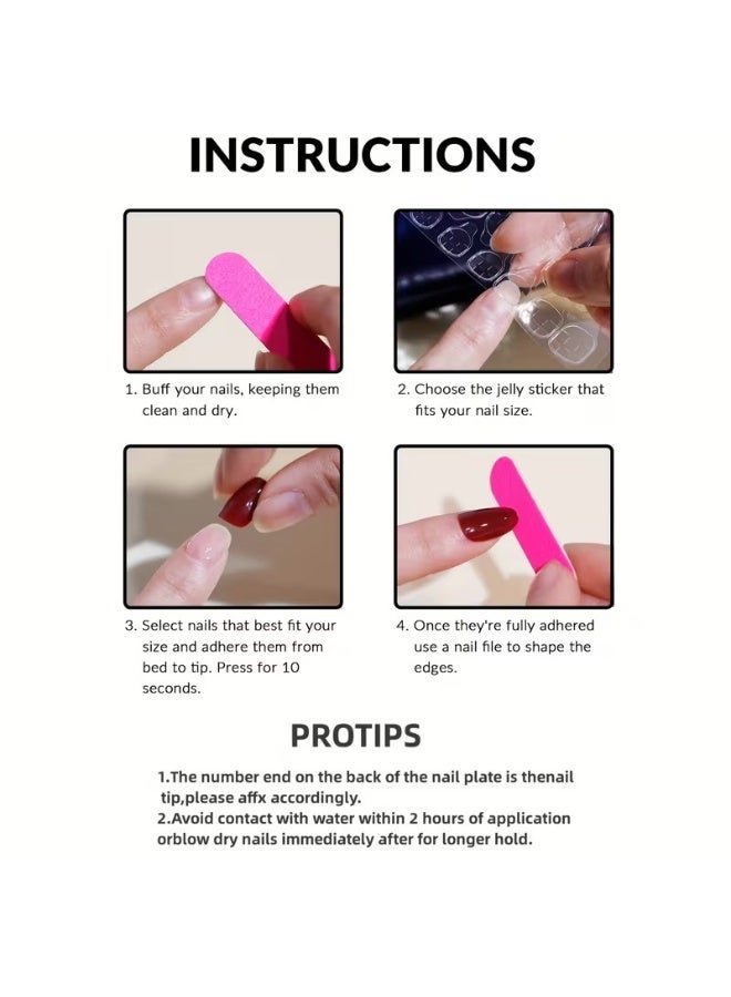 Goolsky 24pcs of Medium-Long Oval Golden Edge Glitter Design Finger Nails with Jelly Glue 1 Nail File 1 - Image 4