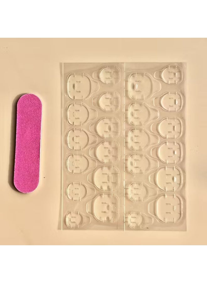 Goolsky 24pcs of Medium-Long Oval Golden Edge Glitter Design Finger Nails with Jelly Glue 1 Nail File 1 - Image 2