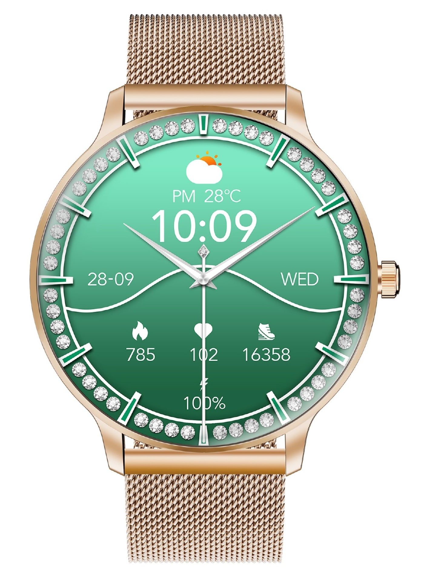 PROMATE Smartwatch with Round 1.32"AMOLED Display, 3D Spherical Curved Glass, 100+Sports Modes, Heart Rate Sensor, Blood Pressure, Oxygen Monitor, Bluetooth Calling, IP68 Water Resistance, Rose Gold