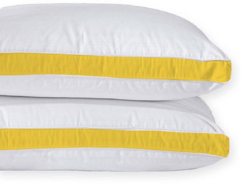 CRAZY WORLD Microfiber Bed Pillow for Sleeping - Down Alternative Ultrasoft Cotton Washable Pillow with Satin Gusset- Pack of 2 (Lemon) - Image 2