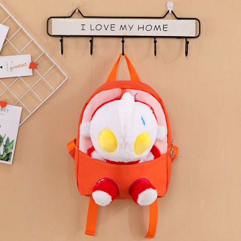 Cute Cartoon Bear Backpack for Kids 1-5 Years Orange Ultraman