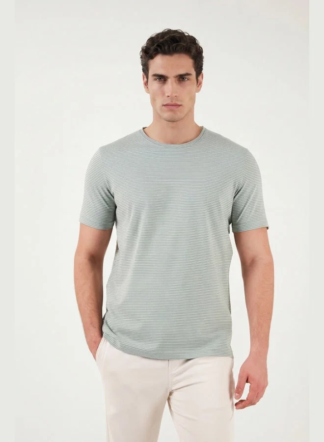 بوراتي Buratti Cotton Regular Fit Striped Crew Neck T-Shirt Men's T-SHIRT 5904030