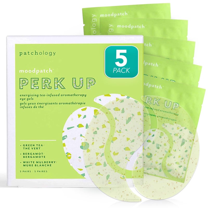 Patchology Perk Up Hydrating Under Eye Masks with Green Tea - Undereye Patches For Dark Circles and Puffy Eyes Care, Treatment & Moisturizer - Eye Bags, Puffiness & Wrinkle Reducer (5 Pairs) - Image 1