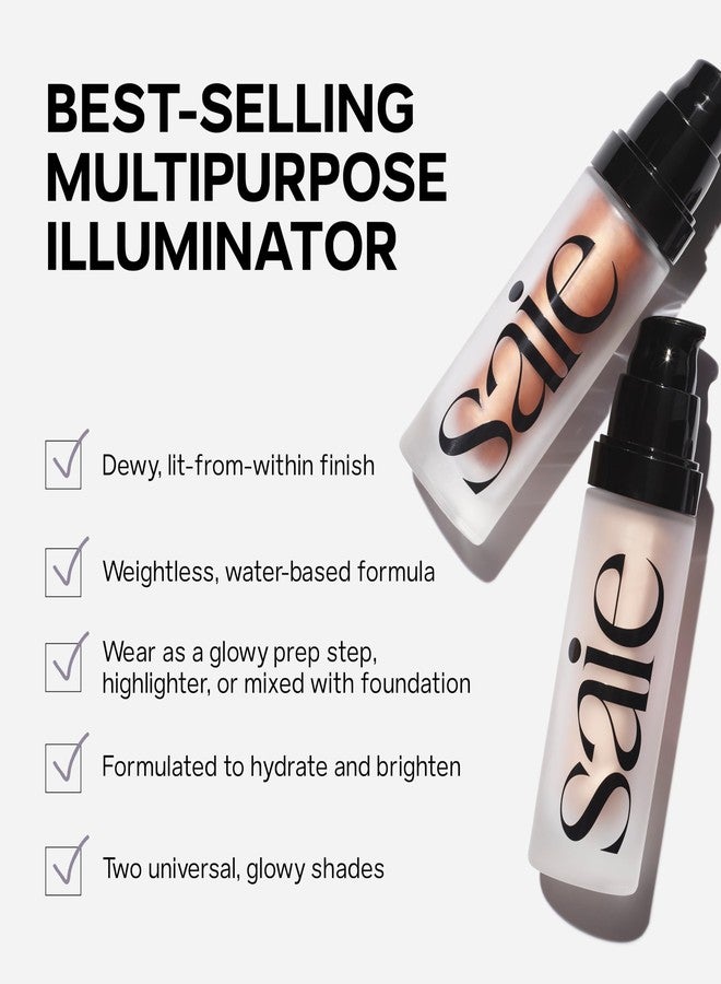 Saie Mini Glowy Super Gel Lightweight llluminator & Makeup Primer - Sunglow (0.5 oz) + Dew Blush - Lightweight Liquid Blush with a Blendable + Buildable Cream Finish - Rosy (.40 oz) - Image 5