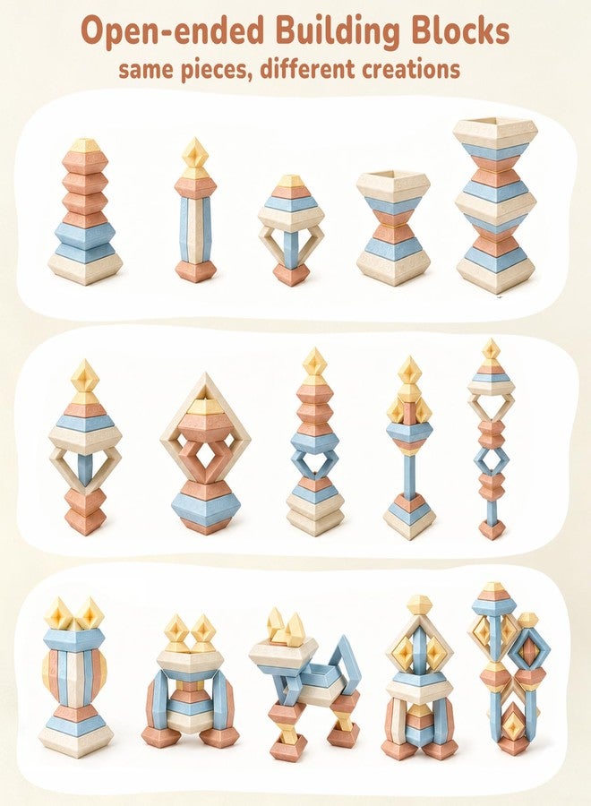 Joyreal مكعبات التكديس من جويريل مونتيسوري للأطفال الصغار من عمر 1-3 سنوات، 30 قطعة، ألعاب بناء وتكديس مع حقيبة تخزين، لعبة تعليمية لتنمية المهارات الحركية الدقيقة، مكعبات تكديس STEM لمرحلة ما قبل المدرسة للأولاد والبنات من عمر 12 شهرًا فأكثر - Image 2