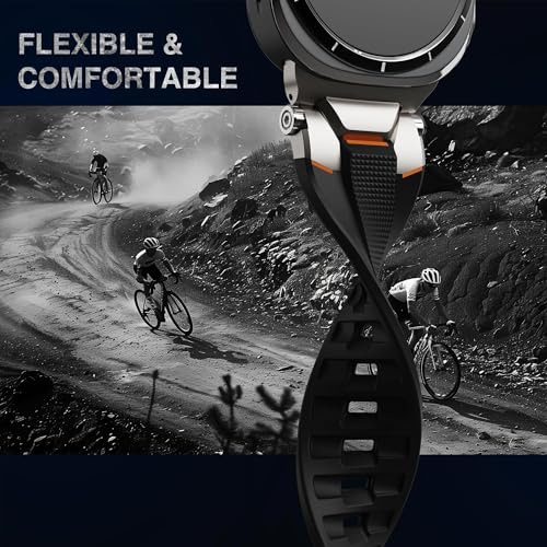 ULTIMAL Watch Band for Samsung Galaxy Watch Ultra 47mm(2025/2024) Compatible with Samsung Watch Strap Bands for Men Sport Bands for Watch Rugged Premium TPU & Metal (Black+Silver) - Image 5