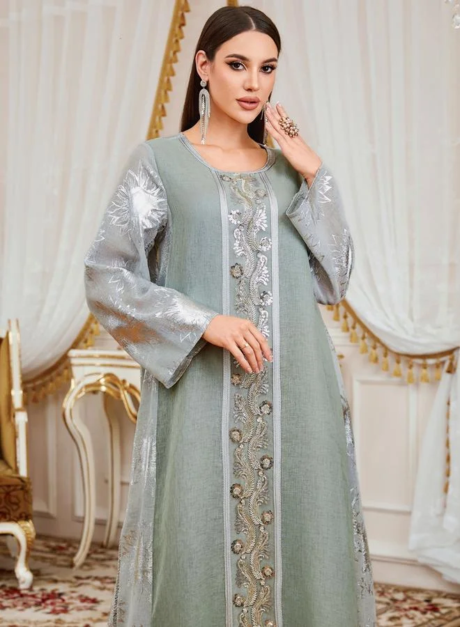 Take Two  Women Green Floral Jacquard Jalabiya for Women | Best Price UAE