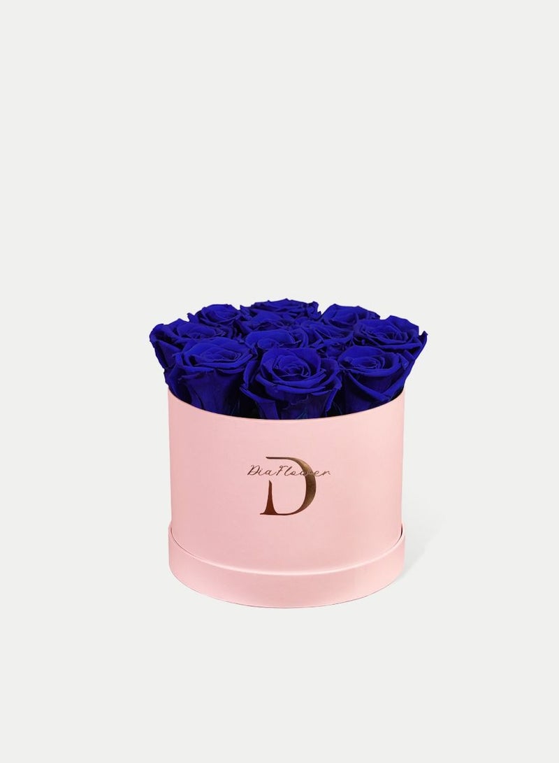 Dia FLOWER Infinity Round Box, Shades Of Blue 12 ROSES SMALL  - Image 2