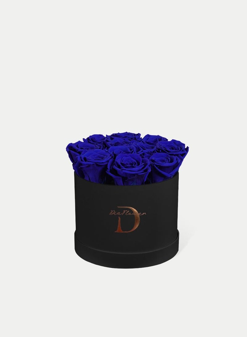 Dia FLOWER Infinity Round Box, Shades Of Blue 12 ROSES SMALL  - Image 1