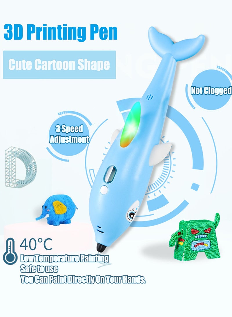 3D Printing Pen,for Kids & Adults – Safe Low-Temperature Tip, Fast Forming Speed, Non-Clogging, Long Battery Life, Non-Toxic Materials, Adjustable Temperature & Speed, Colorful Filament – Perfect for DIY Art, Crafts & Model Making (Blue) - Image 1