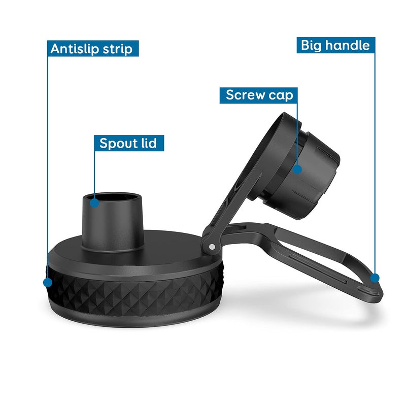 Coolflask Spout Lid Replacement for 40oz, 64oz, 87oz & 128oz Coolflask Water Bottles, Replacement Twist Lid of 2.22â€ Diameter, Accessories Flip lid with Big Wide Handle, Easy to Carry, Leak- Proof BPA-Free - Image 2