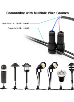 Excefore Low Voltage Wire Connectors AC 13V, Waterproof Landscape Lighting Connectors for 12/2 14/2 Gauge Cable, Ideal for Outdoor Path Lights, Spotlights, In-Ground Lights(Set of 10)  - Image 3