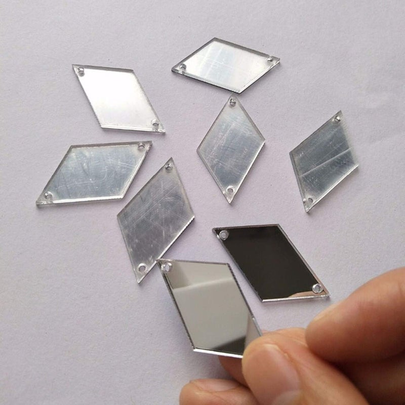 MEYA Diamond Shape Mirror Beads DIY Mirrored Rhinestones for Costume Evening Dresses Cloth Garment Deco Accessory Silver  - Image 2