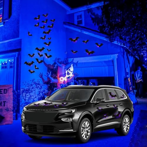 sewrung 24 Pack Halloween Bats Decorations Wall Stickers with Glow in Dark Eye, 4 Different Style Removable PVC Wall Bats Sticker for Indoor Outdoor Home Window Garage Decor Party Supplies - Image 2