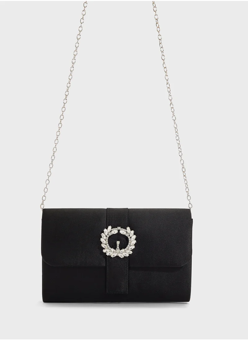 Ella Limited Edition Embellished Trim Satin Clutch Bag