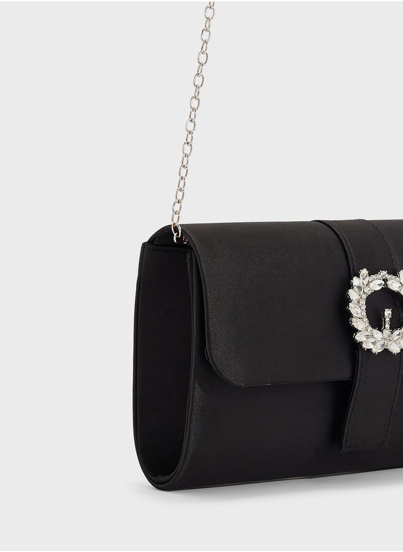 Ella Limited Edition Embellished Trim Satin Clutch Bag  - Image 4