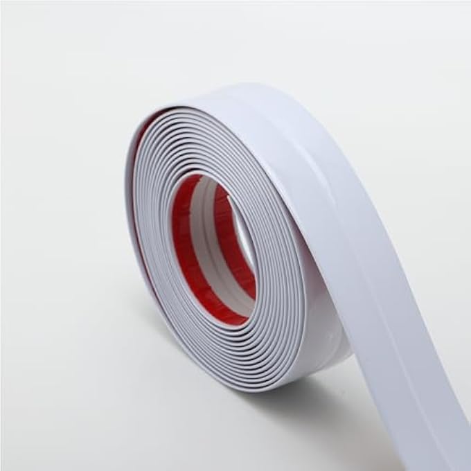 PEEL AND STICK MULTIFUNCTIONAL MOLDING, 3-IN-1 DESIGN - WALL TRIM & CORNER GUARDS & CAULK STRIP BASEBOARD FOR FLOOR, TABLE AND DOOR FRAME (SHINY WHITE, 5M X 4CM) - Image 1