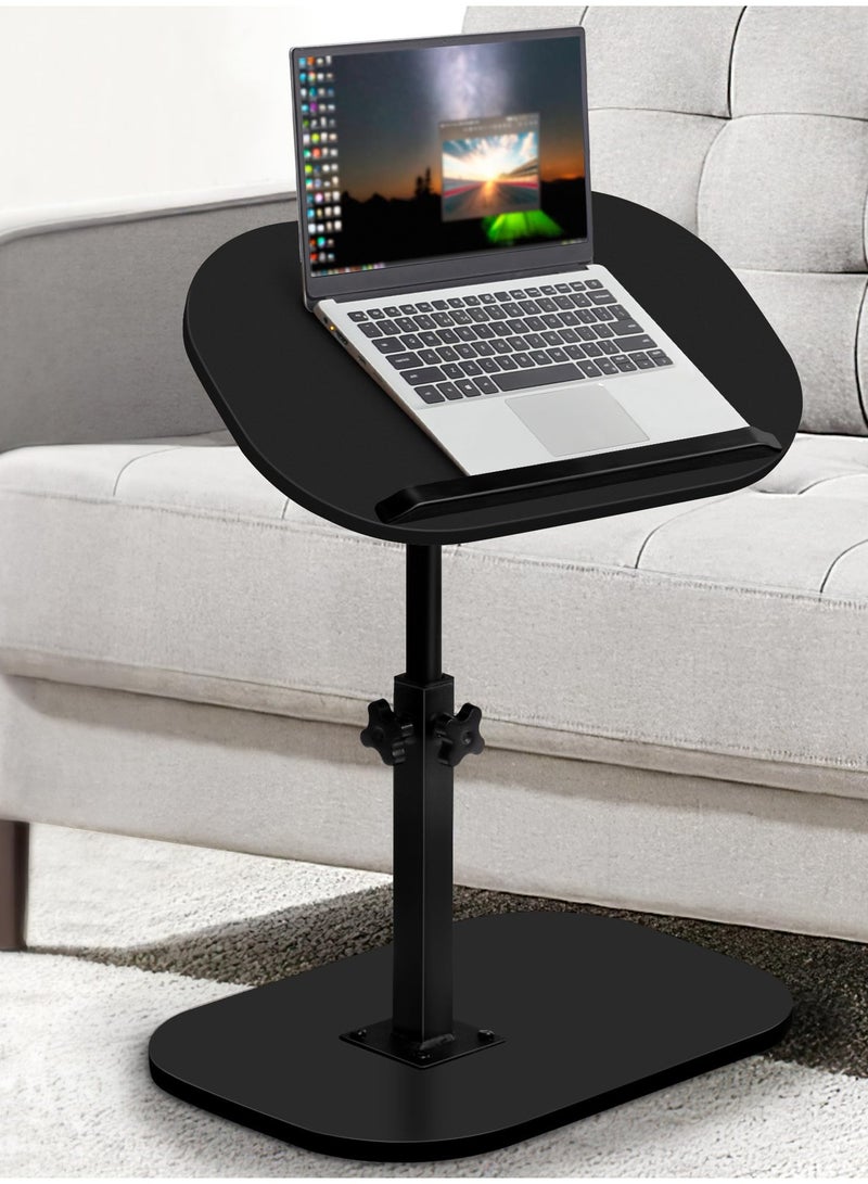 XiuWoo Adjustable Height C Shaped End Table,Desk Top-360° Swivel Tray Tables,0-90° Tiltable Laptop Table,with Detachable Baffle Couch Side Table,Bed Side Table,TV Dinner Table,Black - Image 2