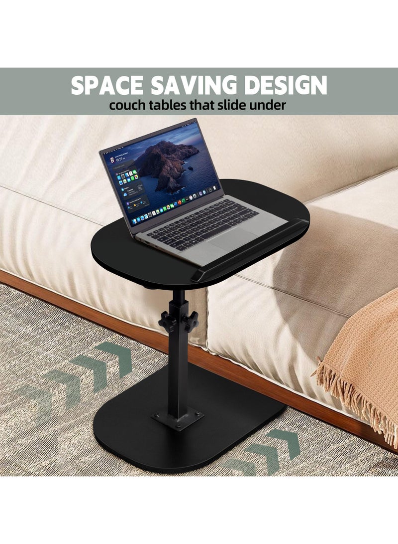 XiuWoo Adjustable Height C Shaped End Table,Desk Top-360° Swivel Tray Tables,0-90° Tiltable Laptop Table,with Detachable Baffle Couch Side Table,Bed Side Table,TV Dinner Table,Black - Image 5