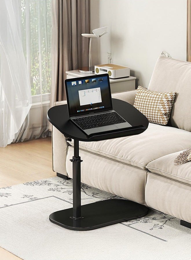 XiuWoo Adjustable Height C Shaped End Table,Desk Top-360° Swivel Tray Tables,0-90° Tiltable Laptop Table,with Detachable Baffle Couch Side Table,Bed Side Table,TV Dinner Table,Black - Image 1