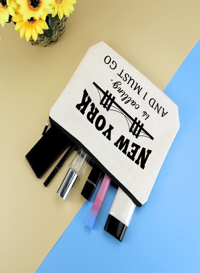 حقيبة مكياج هدية سفر إلى نيويورك، هدية مثالية للفتيات والسيدات، حقيبة مستحضرات تجميل بسحاب، هدية مثالية لعطلة مميزة في مدينة نيويورك، هدية رائعة لرحلة نهاية الأسبوع، حقيبة أدوات تجميل للسفر - Image 4