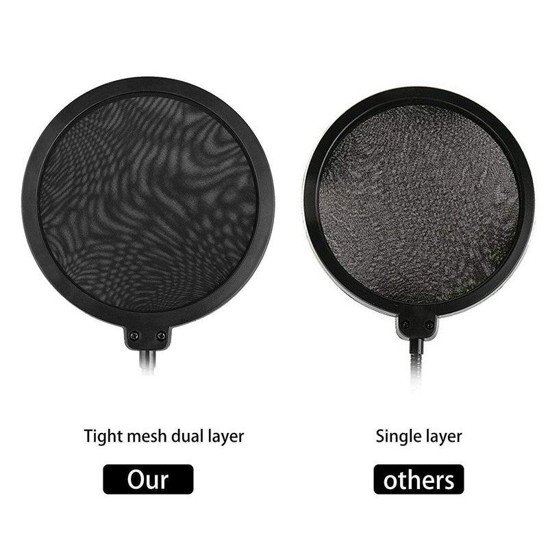 Device Of Urban Infotech فلتر بوب للميكروفون لميكروفون المكثف - درع بوب ميكروفون مزدوج الطبقة مع مشبك مرن لالتقاط الصوت في الاستوديو، فلتر بوب للبودكاست - Image 4