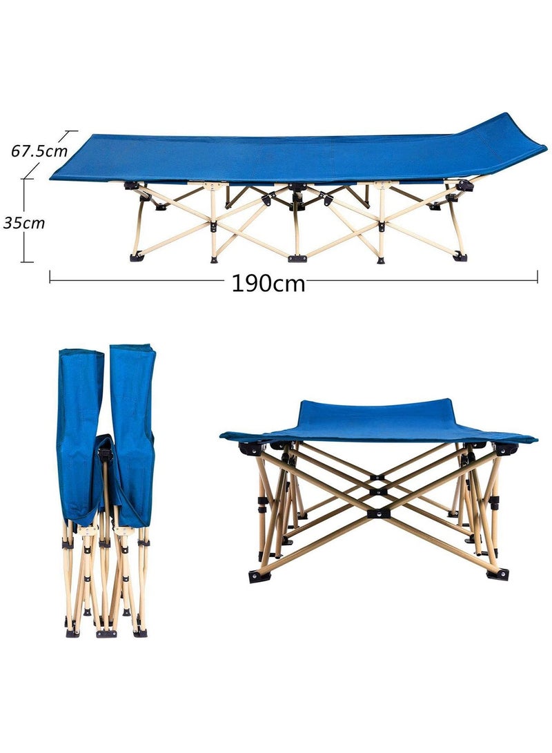 DANIM Folding Camping Beds for adults, Heavy Duty Sturdy Camp Bed Portable, Strong Thicker Tubes Sleeping Cot Outdoor Travel Office Blue - Image 1