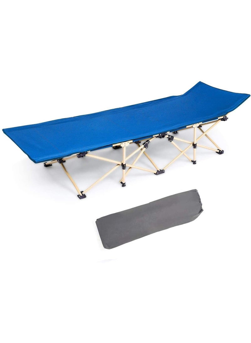 DANIM Folding Camping Beds for adults, Heavy Duty Sturdy Camp Bed Portable, Strong Thicker Tubes Sleeping Cot Outdoor Travel Office Blue - Image 2