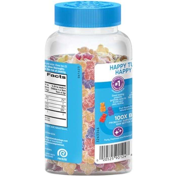 Digestive Advantage Kids Probiotic Gummies for Digestive Health, Daily Probiotics for Kids, Support for Occasional Bloating, Minor Abdominal Discomfort & Gut Health, 60ct Natural Fruit Flavors - Image 3